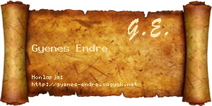 Gyenes Endre névjegykártya